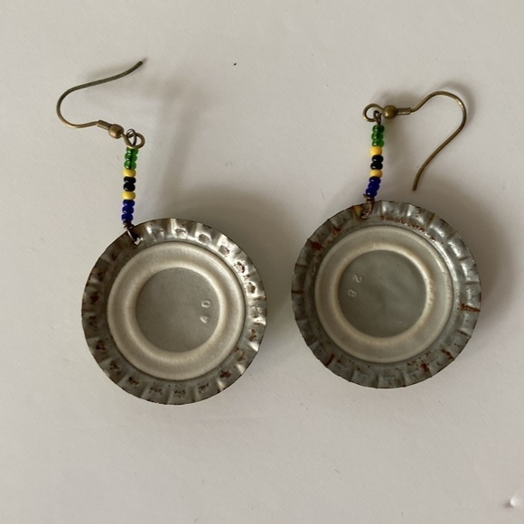 Handcrafted Fanta bottle earrings - Picture 5 of 6